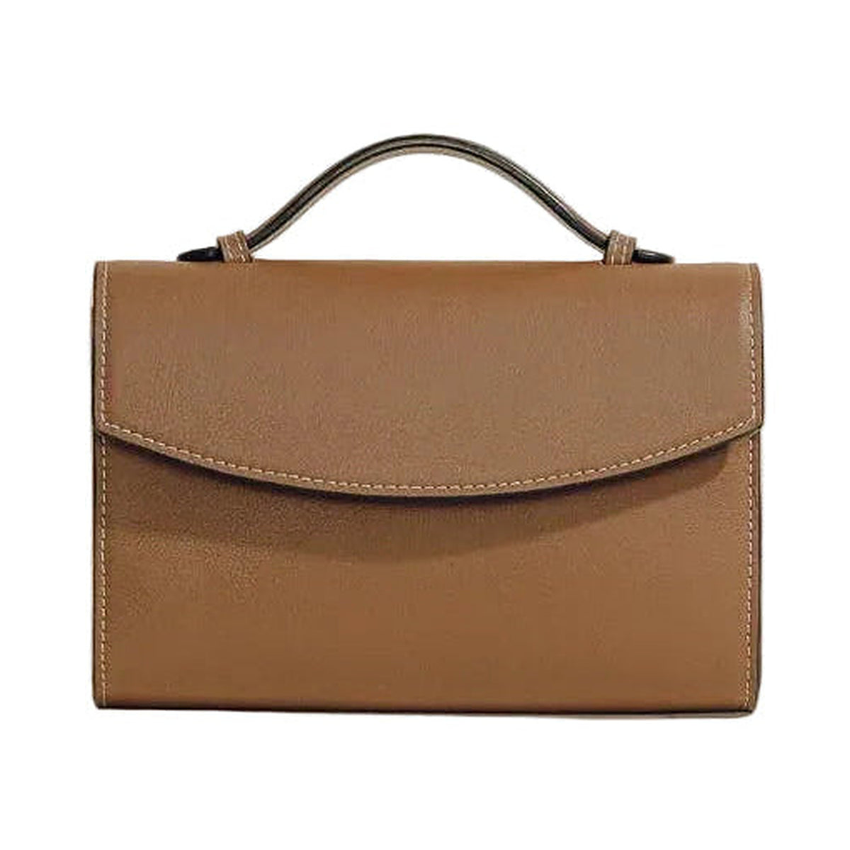 The Top Handle Clutch in Cognac Nappa