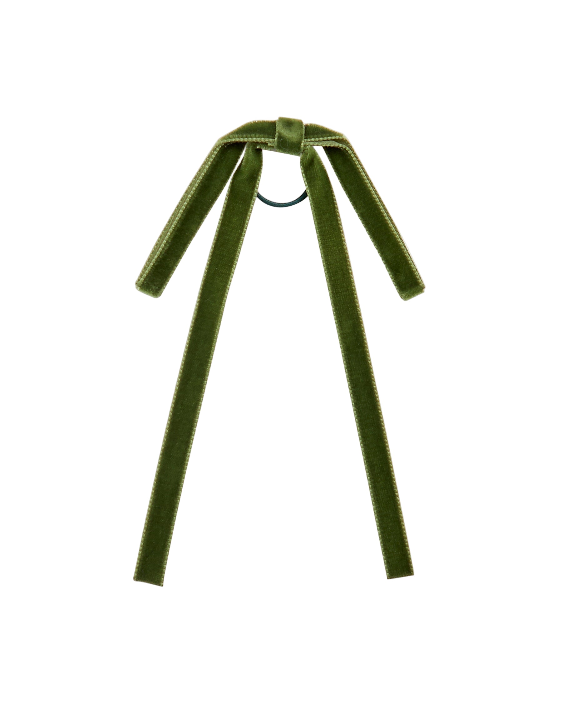 Thin Velvet Hair Tie in Moss