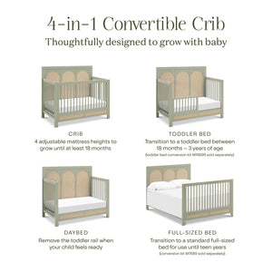 Eloise 4-in-1 Convertible Crib in French Sage and Performance Sand Eco-Weave