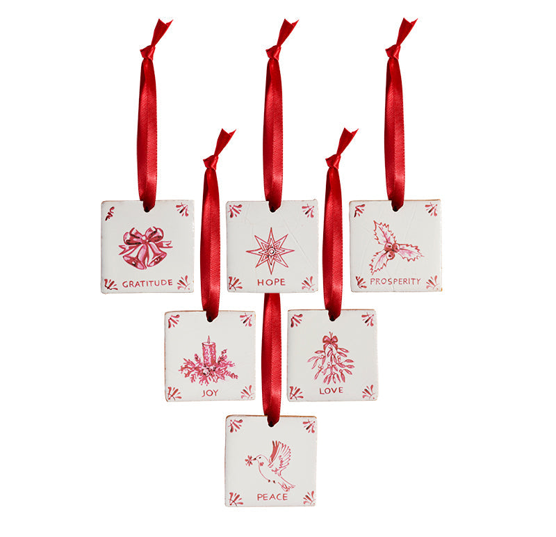 Mini Delft Charms in Crimson, Set of 6