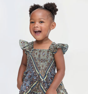 The Baby Ellie Nap Dress in Olive Equestrian Scarf