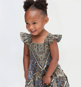The Baby Ellie Nap Dress in Olive Equestrian Scarf