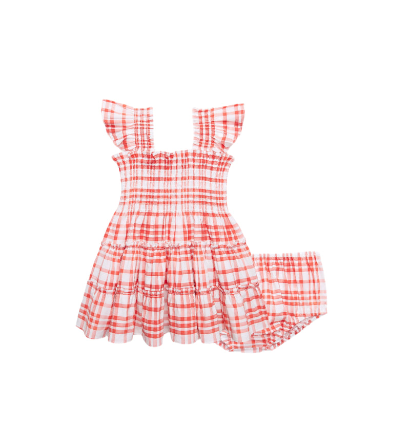 The Baby Ellie Nap Dress in Cherry Watercolor Gingham
