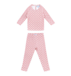 The Baby PJ Set in Rose Circular Lattice