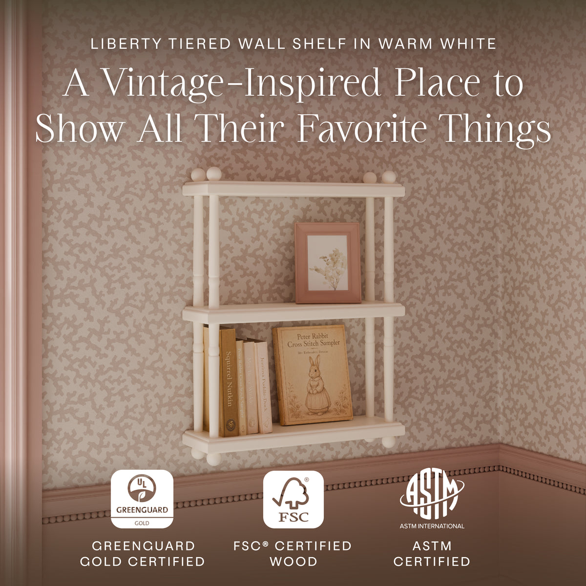 Liberty Tiered Wall Shelf in Warm White