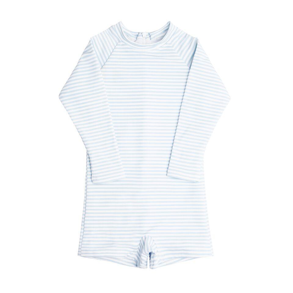 Boys Rashguard One-Piece in Powder Blue Stripe