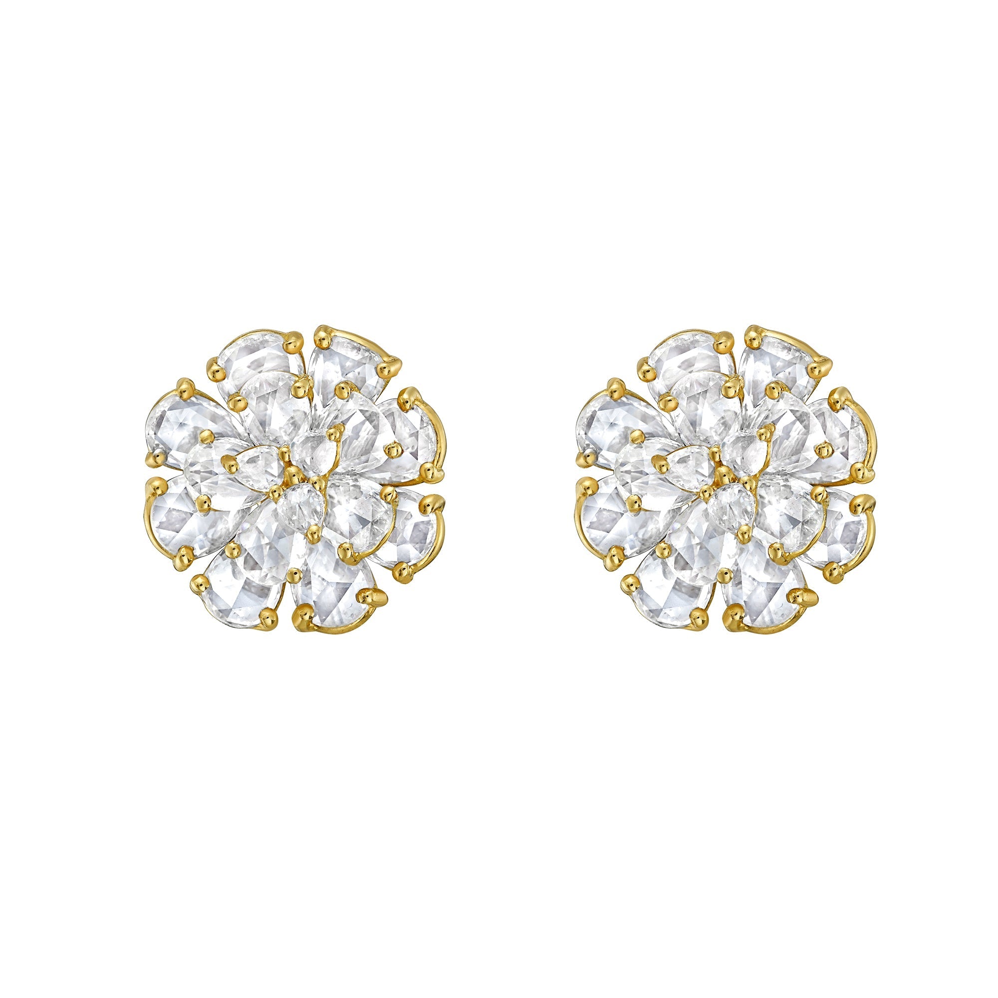 Tuberose Diamond Stud Earrings - Jewelry - RUCHI New York