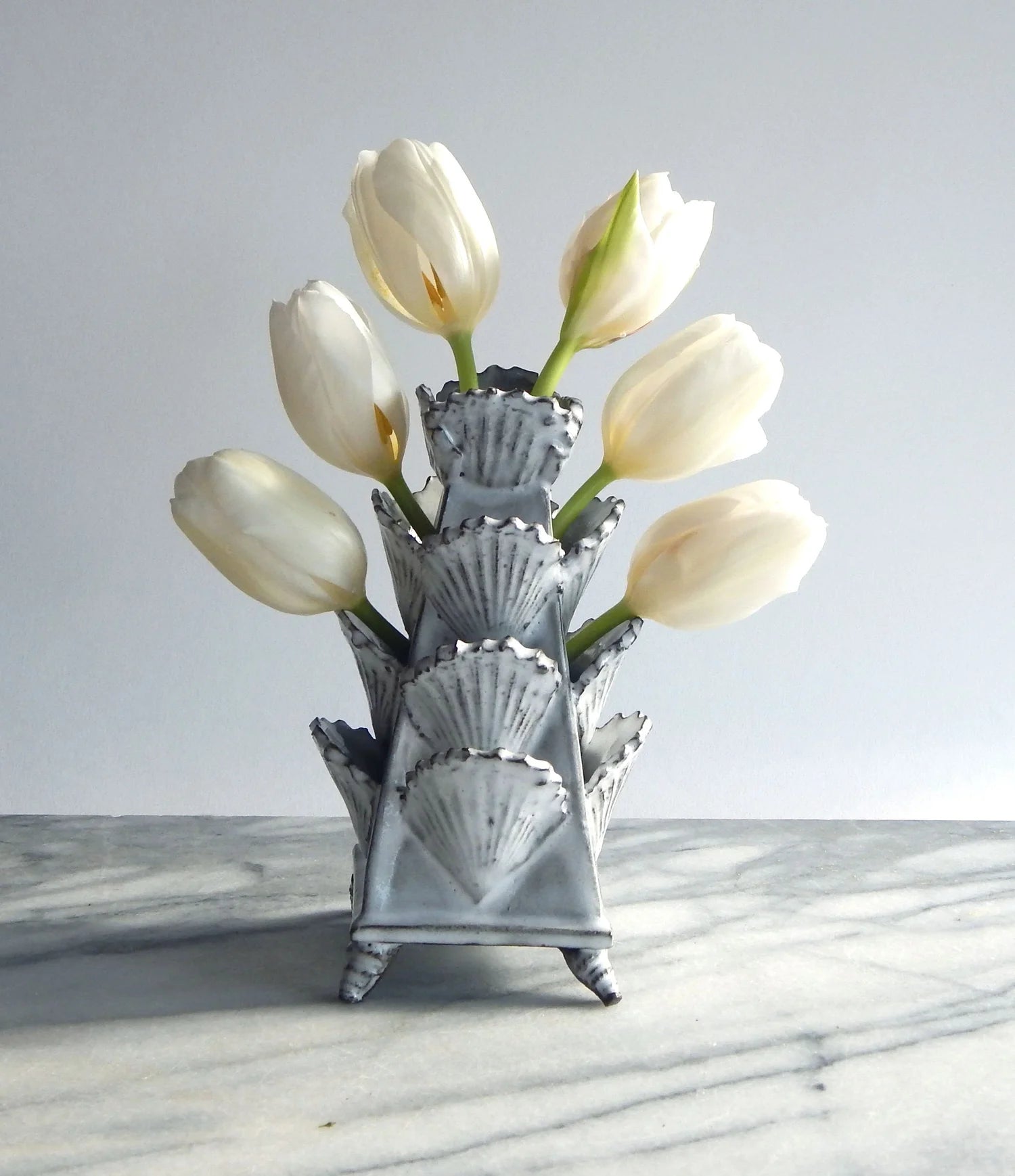 6-inch White Tulipiere