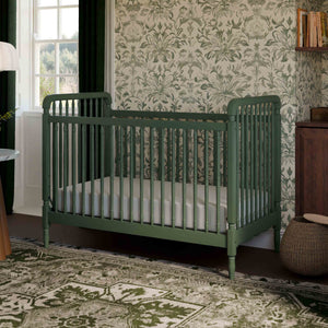 Liberty 3-in-1 Convertible Spindle Crib with Toddler Bed Conversion Kit in Forest Green