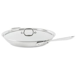 D3 Stainless 3-ply Bonded Cookware; Fry Pan with Lid; 14 inch