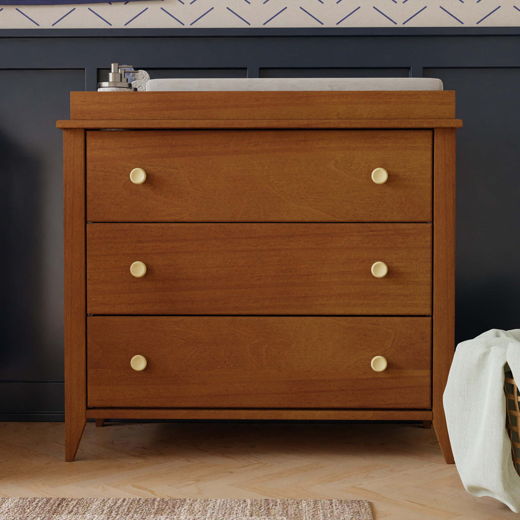 Sprout 3-Drawer Compact Changer Dresser with Removable Changing Tray (42") in Chestnut & Natural