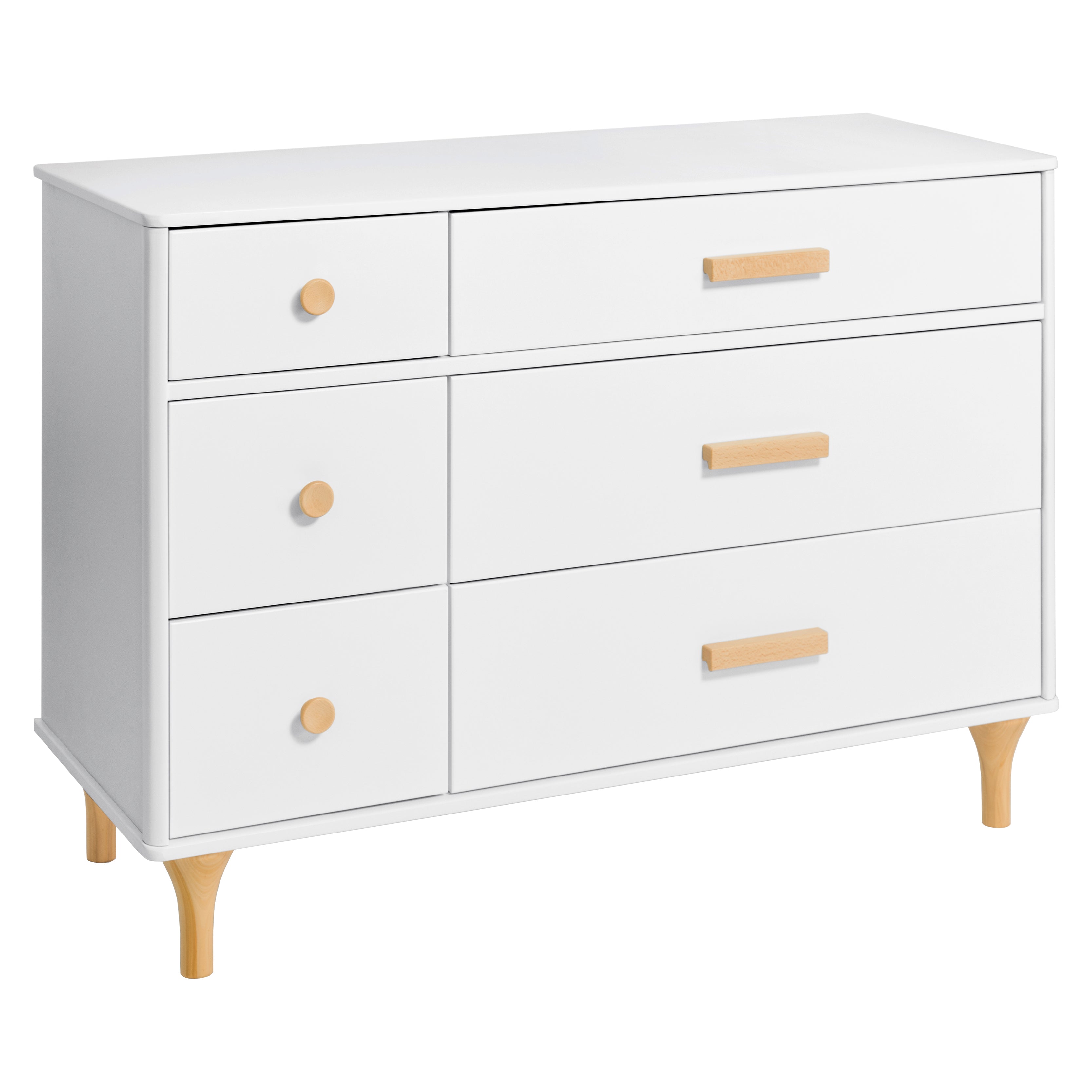 Lolly 6-Drawer Assembled Double Dresser in White & Natural