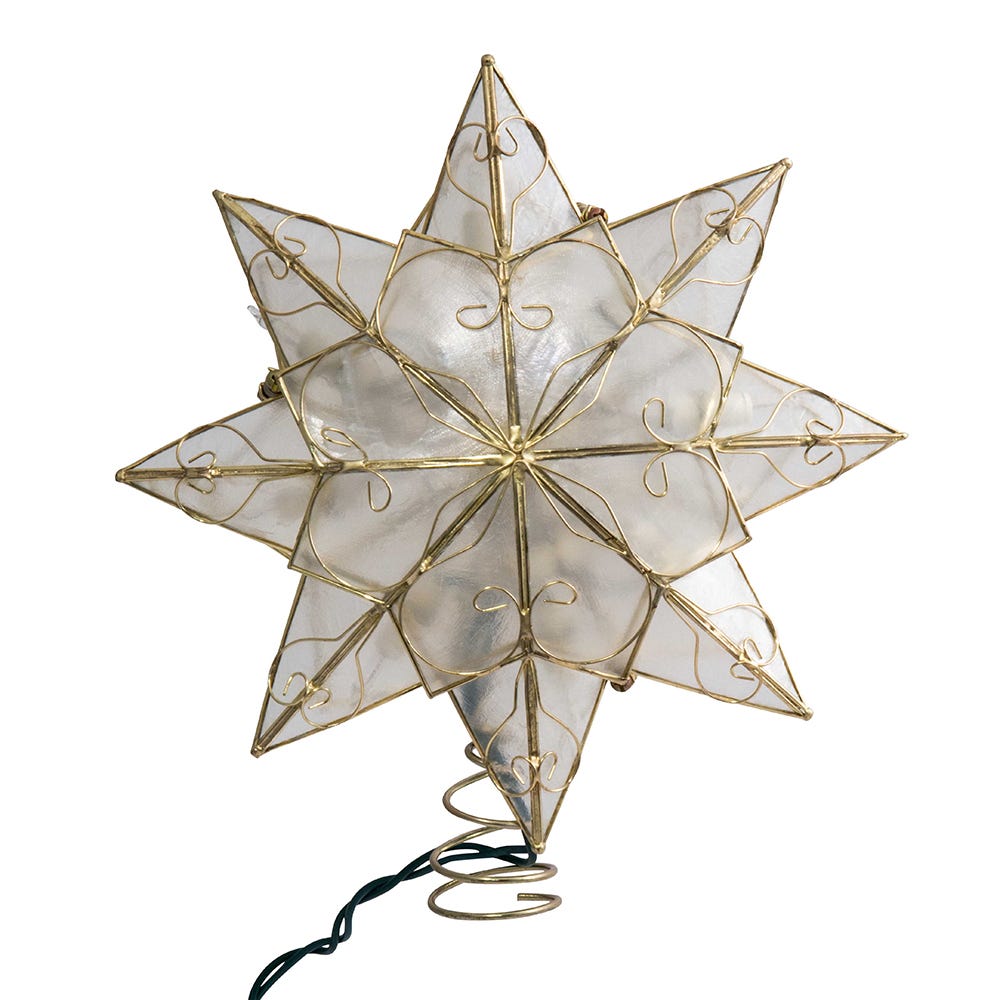 Indoor 10-Light 8-Point Capiz Star Treetop with Arabesque Decoration