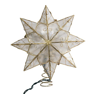 Indoor 10-Light 8-Point Capiz Star Treetop with Arabesque Decoration