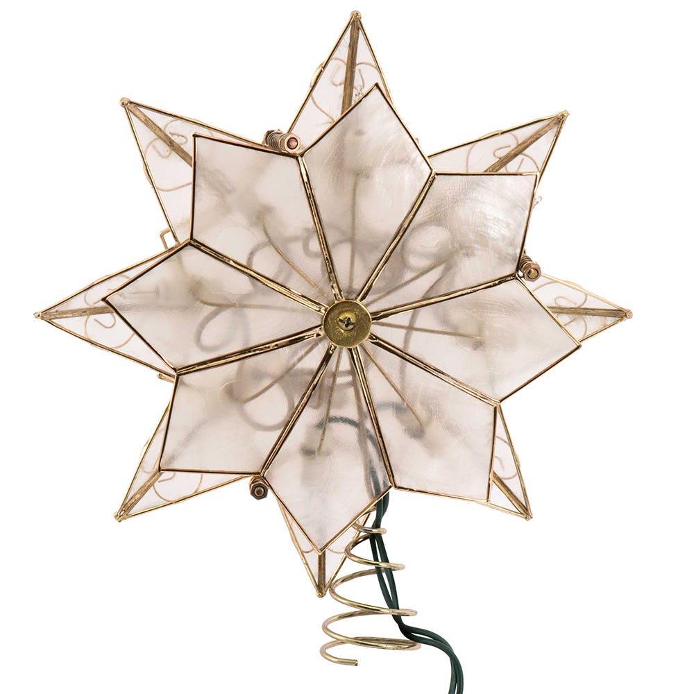Indoor 10-Light 8-Point Capiz Star Treetop with Arabesque Decoration