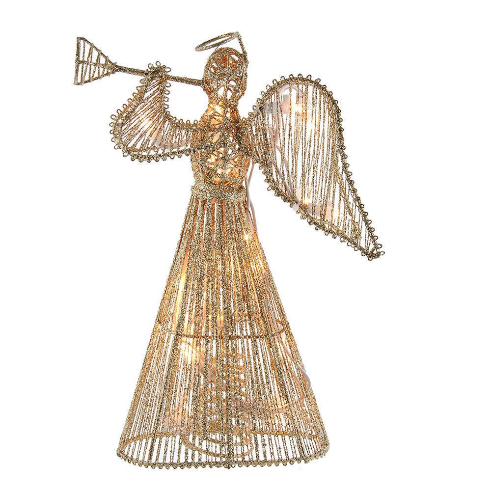 Incandescent Gold Glitter Angel Tree Topper