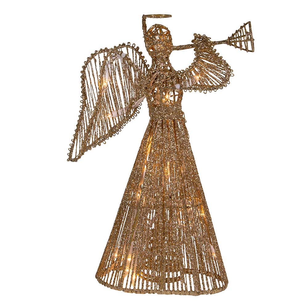 Incandescent Gold Glitter Angel Tree Topper