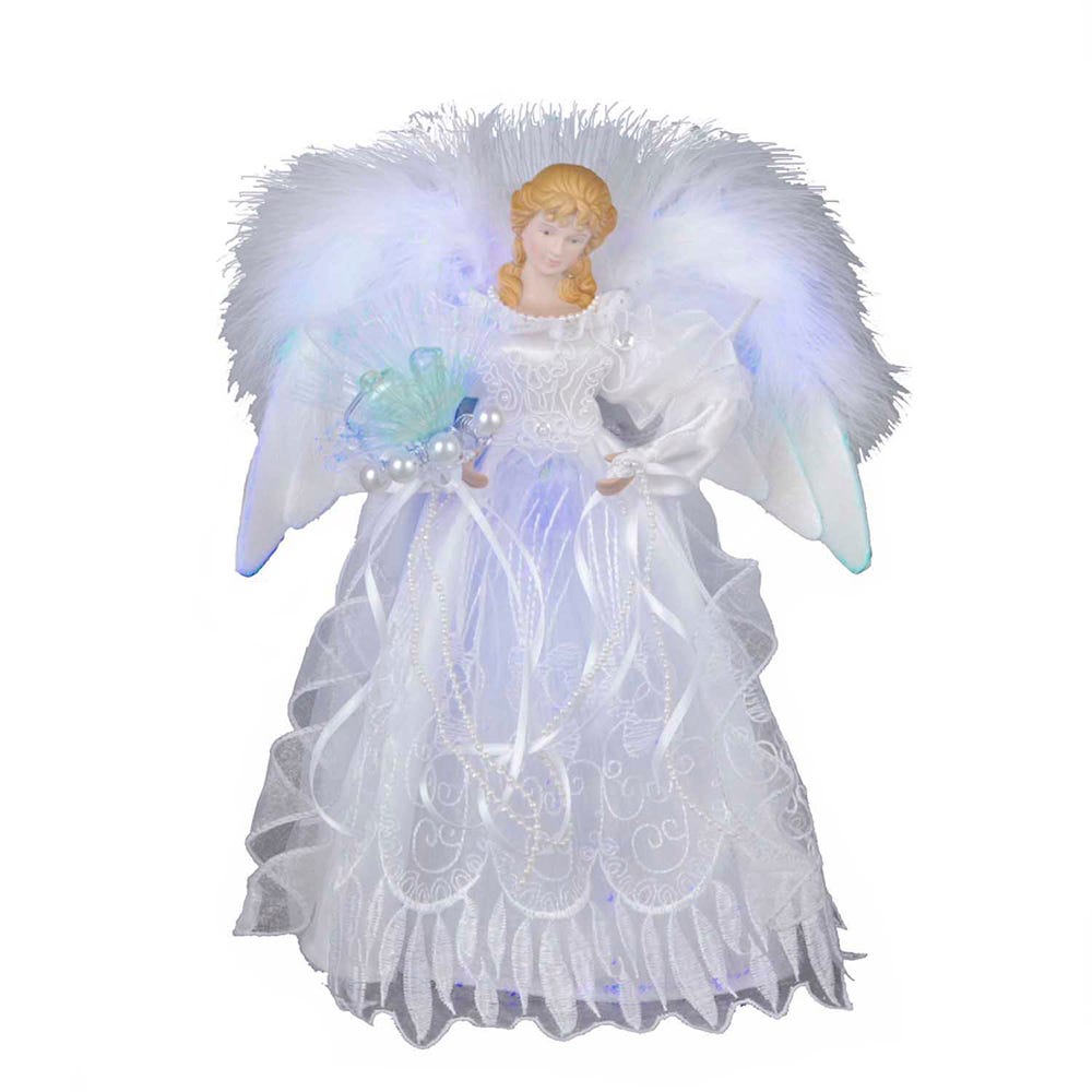 White and Silver Fiber Optic LED Angel Treetop