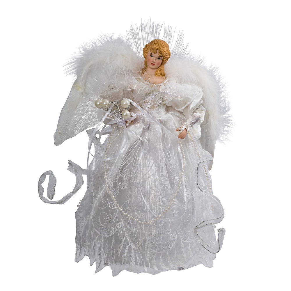 White and Silver Fiber Optic LED Angel Treetop