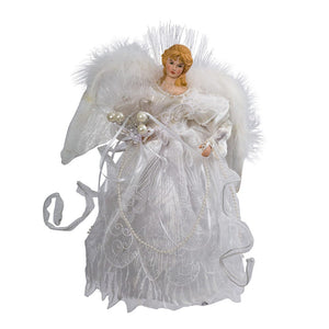 White and Silver Fiber Optic LED Angel Treetop