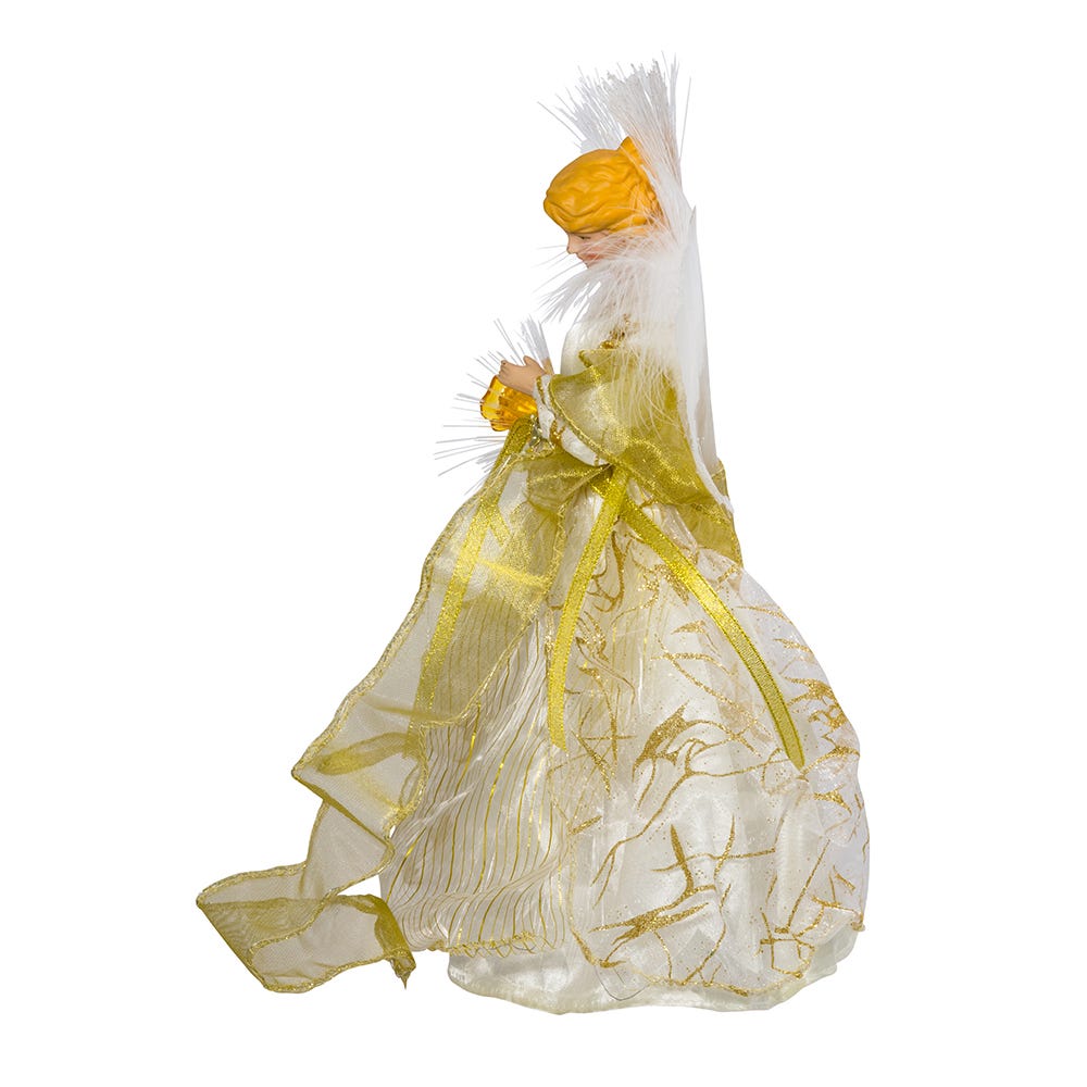Ivory and Gold Fiber Optic LED Angel Treetop