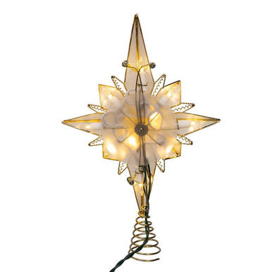 Kurt Adler 10.5" 10-Light LED Capiz Bethlehem Star Tree Topper