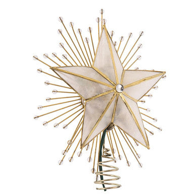 Kurt Adler 10" 5-Point Capiz Star Treetop with Rays and Beads