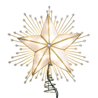 Kurt Adler 10" 5-Point Capiz Star Treetop with Rays and Beads