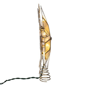 Kurt Adler 10" 10-Light LED Silver Capiz and Snowflakes Tree Topper