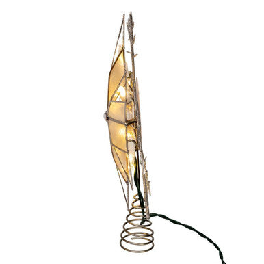 Kurt Adler 10" 10-Light LED Silver Capiz and Snowflakes Tree Topper