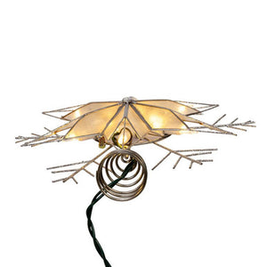Kurt Adler 10" 10-Light LED Silver Capiz and Snowflakes Tree Topper