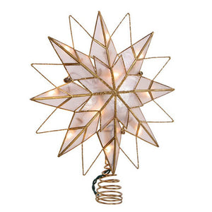 Kurt Adler 9.65" UL 10-Light 8-Point Capiz Star Lighted Tree Topper