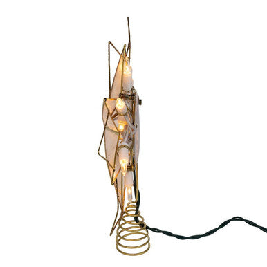 Kurt Adler 9.45" UL 10-Light 7-Point Gold Glittered Capiz Star Tree Topper
