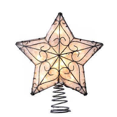 Kurt Adler 10.9" UL 10-Light Trimmed Capiz inspired Star Treetop