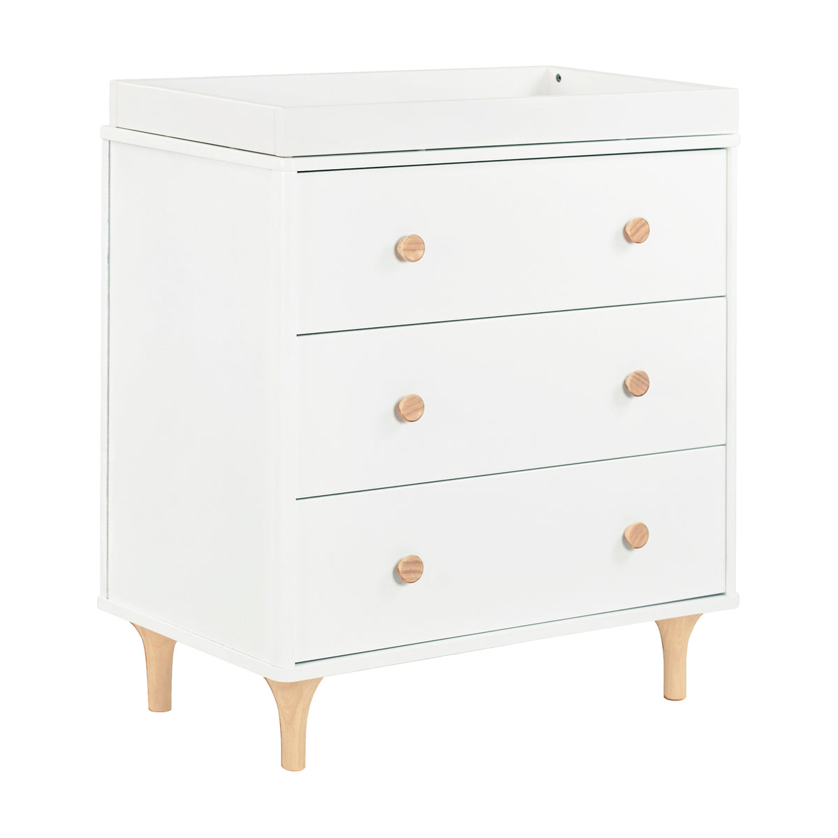 Lolly 3-Drawer Compact Changer Dresser with Removable Changing Tray (34") in White & Natural
