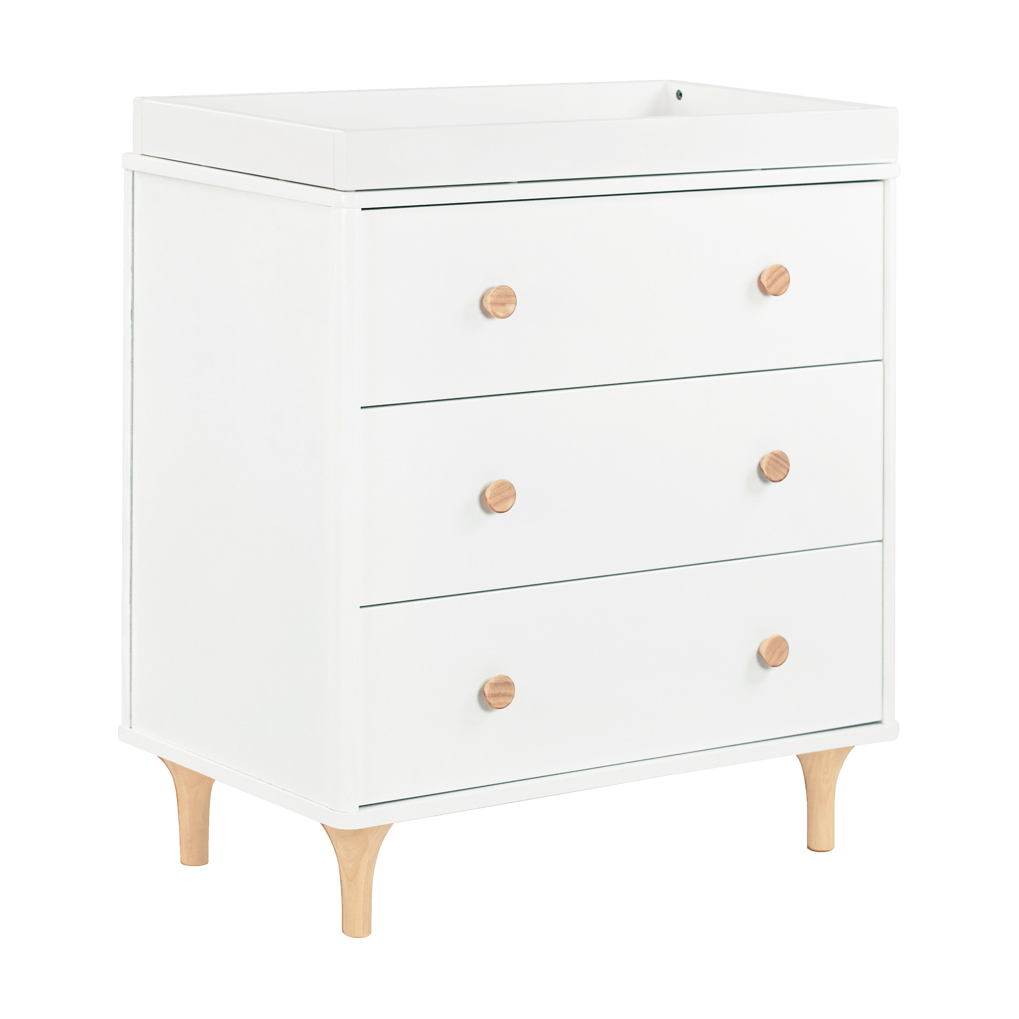 Lolly 3-Drawer Changer Dresser with Removable Changing Tray in White & Natural