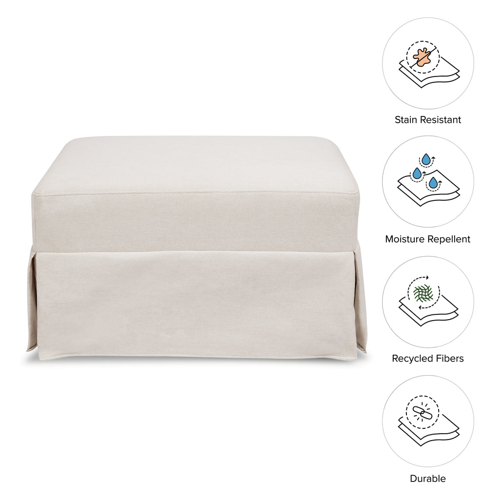 Crawford Gliding Ottoman in Performance Cream Eco-Weave
