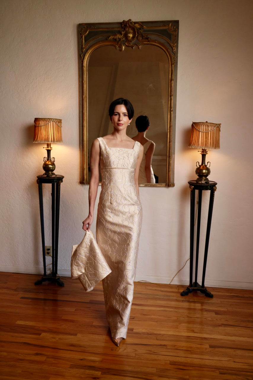 High Wiasted Gown in Gold & Silver