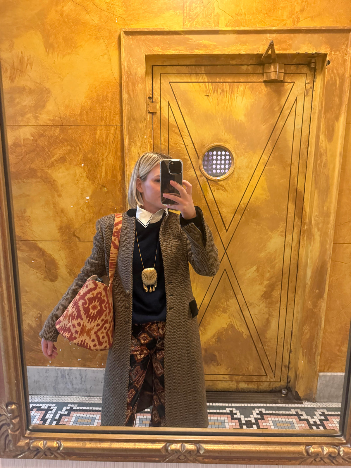 Annabelle Tote Bag in Red Ikat