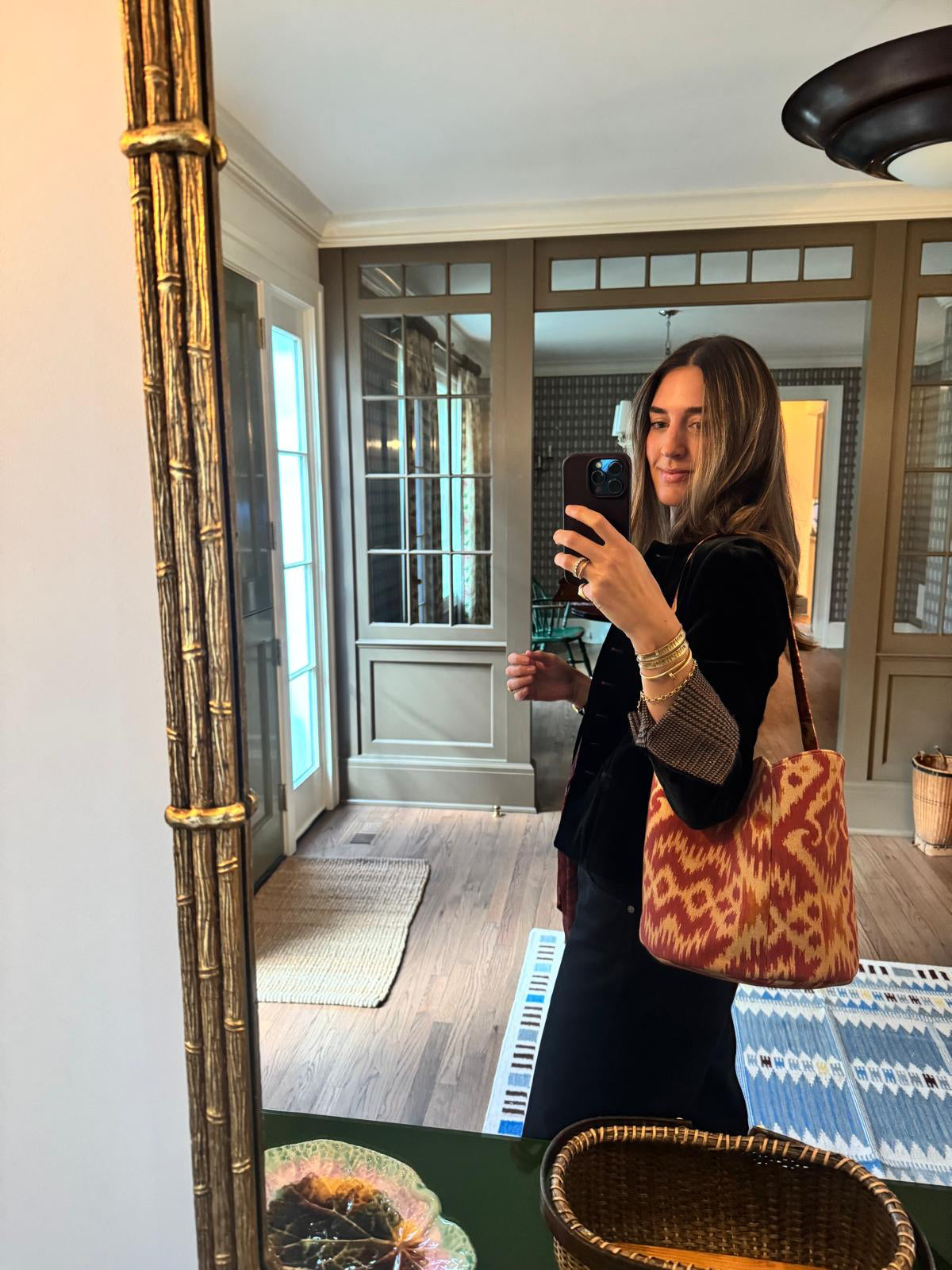 Annabelle Tote Bag in Red Ikat