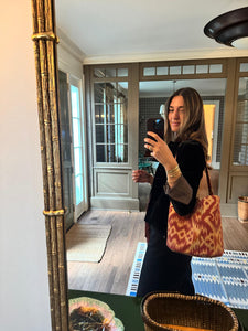 Annabelle Tote Bag in Red Ikat