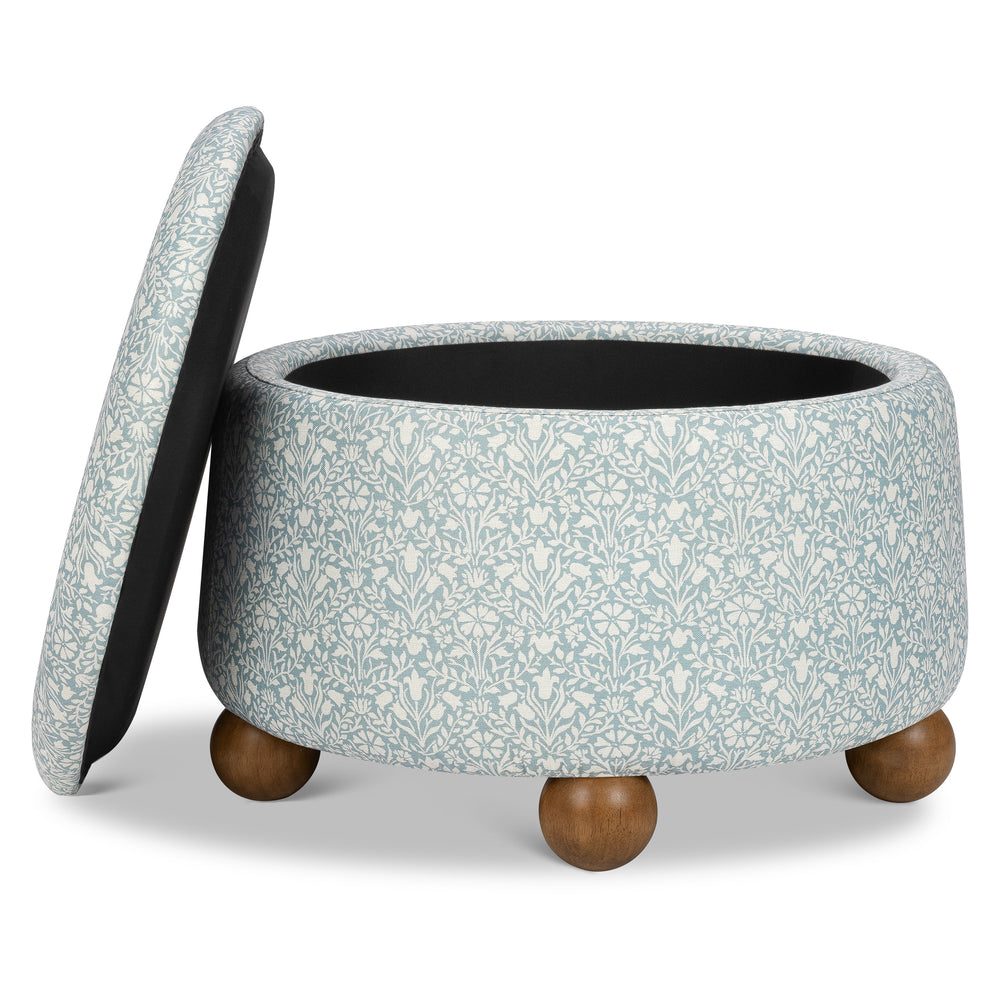 Morris & Co. x Namesake Tuffet Storage Ottoman Bellflowers in Powdered Blue