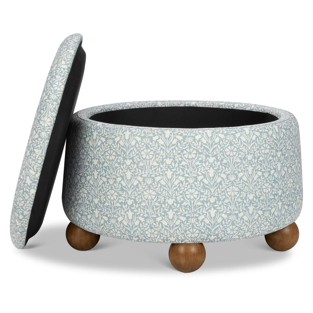 Morris & Co. x Namesake Tuffet Storage Ottoman Bellflowers in Powdered Blue