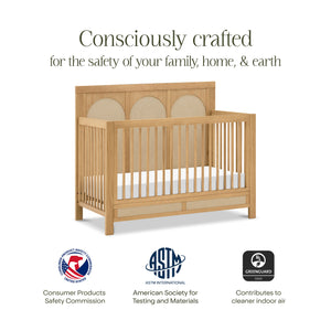 Eloise 4-in-1 Convertible Crib in Honey and Performance Sand Eco-Weave
