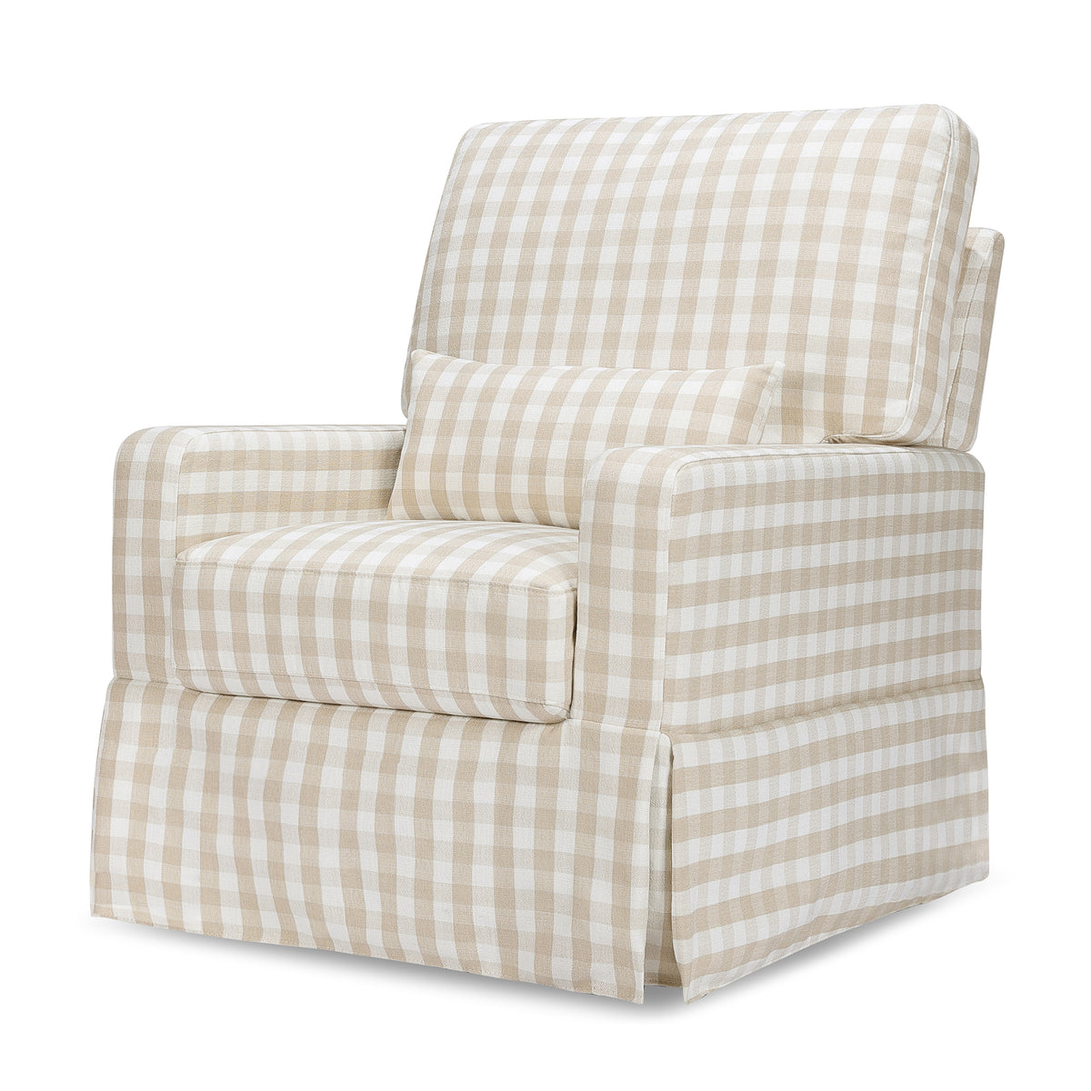 Crawford Pillowback Comfort Swivel Glider in Tan Gingham