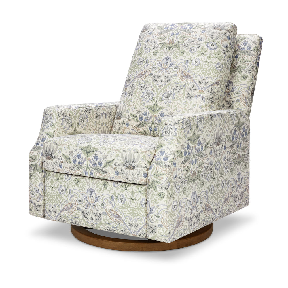 Morris & Co. x Namesake Crewe Recliner and Swivel Glider Strawberry Thief in Fig & Thyme