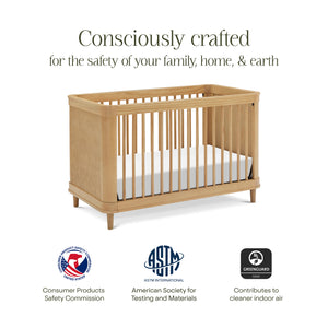 Marin with Cane 3-in-1 Convertible Crib in Honey & Honey Cane