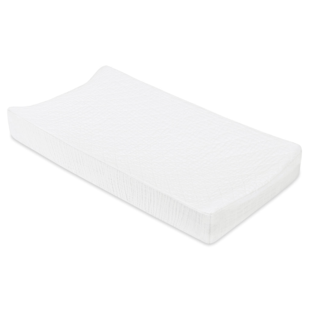 Quilted Changing Pad Cover in GOTS Certified Organic Muslin Cotton in White