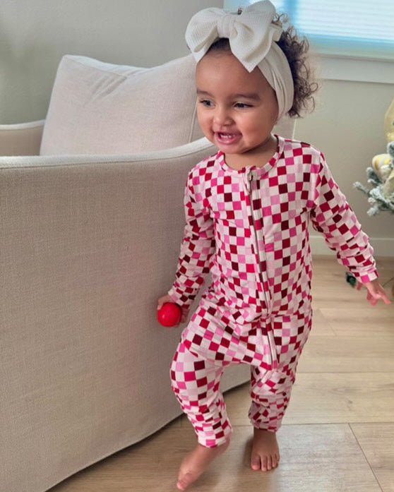 Pink Bamboo Pajama for Baby, Toddler Bamboo PJs, Vday Pajamas