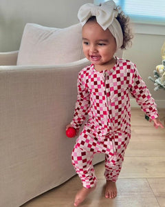 Pink Bamboo Pajama for Baby, Toddler Bamboo PJs, Vday Pajamas